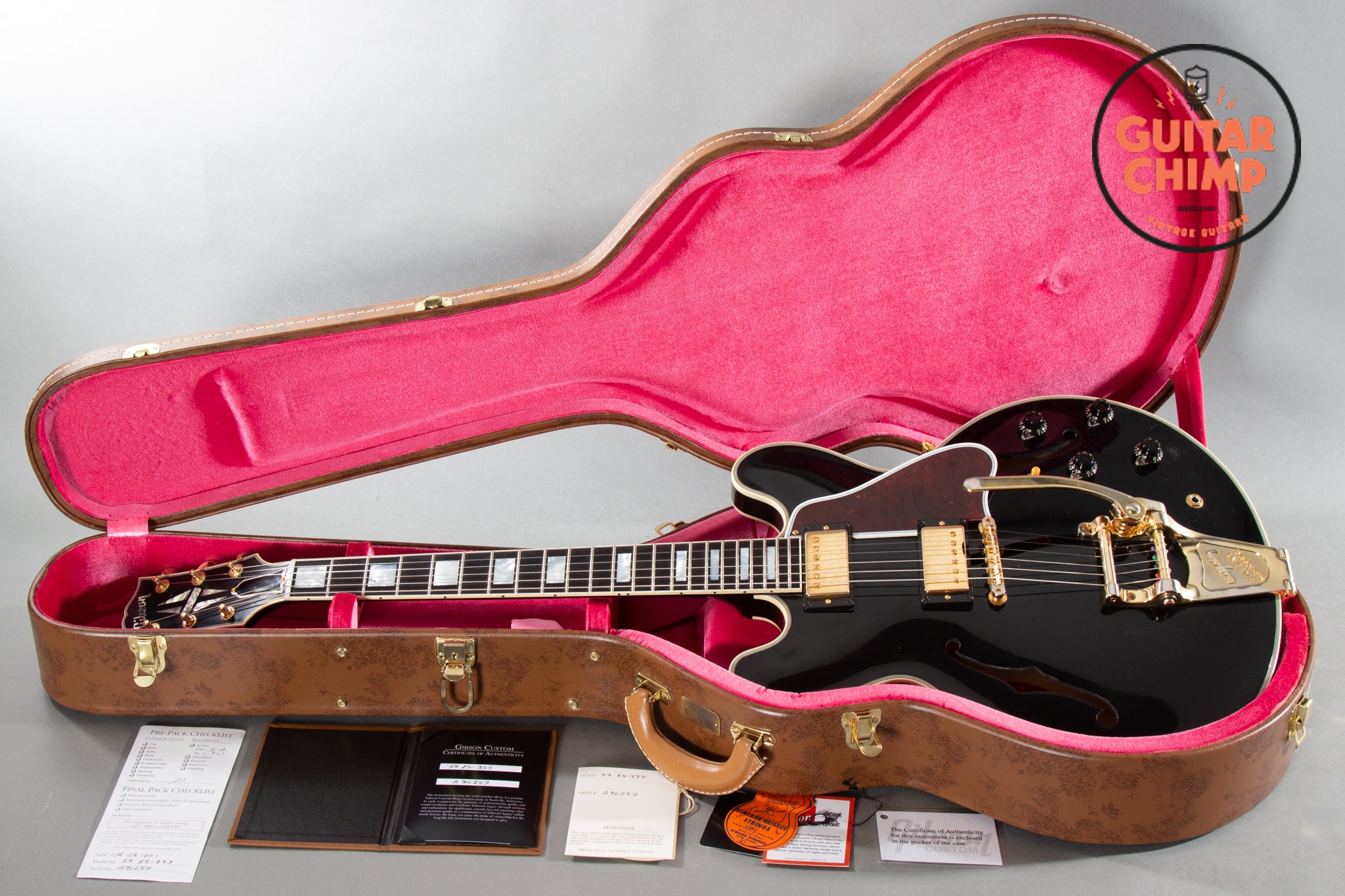 2020 Gibson Custom Shop 1959 ES355 Reissue w/Bigsby VOS Ebony Guitar