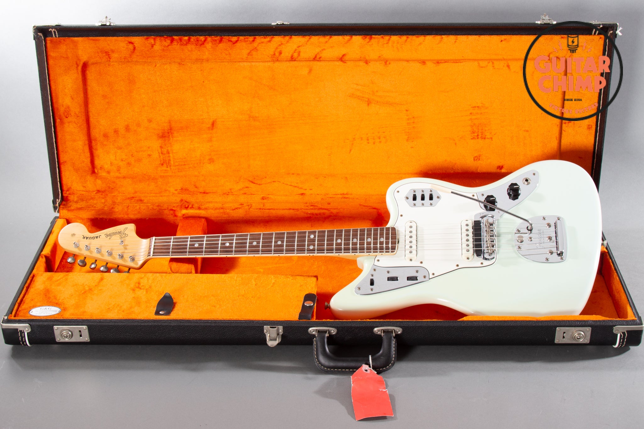 2013 Fender American Vintage ‘65 Reissue Jaguar Sonic Blue Guitar Chimp